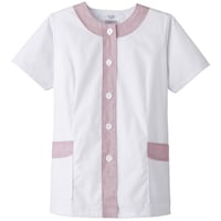 サーウ゛ォ サンペックス 【女性用】衿なし・半袖調理衣 ホワイト*ピンク LL FA724LL 1着