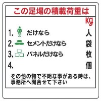 ユニット ユニット 積載荷重標識 この足場の積載荷重は