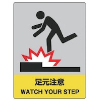 ユニット ユニット JISHA安全標識 足元注意・5枚組・160X120