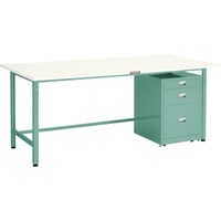 トラスコ中山 TRUSCO 軽荷重作業台(300kg)AE型 1800X900XH740 3段キャビネット付 ホワイト色 RAE1809UDC111W 1台