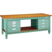 トラスコ中山 TRUSCO 重荷重作業台(3000kg)TW型 1200X750XH740 3段・4段引出付 グリーン色 TW1200D3D4 1台