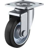 ユーエイキャスター ユーエイ プレート式 自在 キャスター ゴム 車輪径125mm Jタイプ SJ型 取付寸法80×80(75×75)