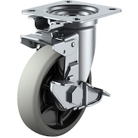 ユーエイキャスター ユーエイ プレート式 自在 キャスター ウレタン 車輪径150mm 旋回固定・ストッパー付き Jタイプ JKS型 取付寸法94×94(87×87)