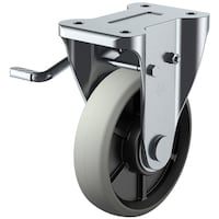 ユーエイキャスター ユーエイ プレート式 固定 キャスター ウレタン 車輪径150mm ストッパー付き Jタイプ KB(L)型 取付寸法100×56