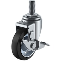 ユーエイキャスター ユーエイ ねじ込み式 自在 キャスター ゴム 車輪径125mm ストッパー付き Jタイプ SJTS型 ネジ寸法M16×40ピッチ2