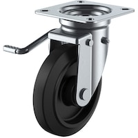 ユーエイキャスター ユーエイ プレート式 自在 キャスター ゴム 車輪径100mm ストッパー付き Jタイプ JB(L)型 取付寸法74×74(67×67)