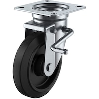 ユーエイキャスター ユーエイ プレート式 自在 キャスター ゴム 車輪径150mm ストッパー付き Jタイプ JB(R)型 取付寸法94×94(87×87)