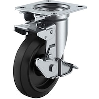 ユーエイキャスター ユーエイ プレート式 自在 キャスター ゴム 車輪径150mm 旋回固定・ストッパー付き Jタイプ JKS型 取付寸法94×94(87×87)