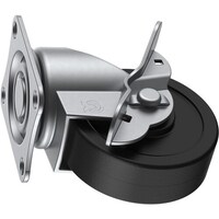 ユーエイキャスター ユーエイ プレート式 自在 ステンレスキャスター ゴム 車輪径75mm ストッパー付き Sタイプ SUSSGS型 取付寸法55×42