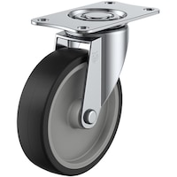 ユーエイキャスター ユーエイ プレート式 自在 キャスター ゴム 車輪径100mm Sタイプ SG型 取付寸法82×40