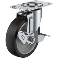 ユーエイキャスター ユーエイ プレート式 自在 キャスター ゴム 車輪径100mm ストッパー付き Sタイプ SGDS型 取付寸法82×40