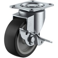 ユーエイキャスター ユーエイ プレート式 自在 キャスター ゴム 車輪径75mm ストッパー付き Sタイプ SGS型 取付寸法55×42