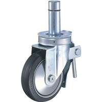 ハンマーキャスター ハンマー 足場用旋回式ゴム車輪(スチールホイール・ローラーベアリング)125mm トータルロック