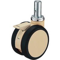 ハンマーキャスター ハンマー 双輪差込み旋回式ウレタン車輪 100mm ライトブラウン トータルロック