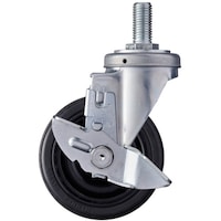 ハンマーキャスター ハンマー ねじ込み式 旋回式ゴム車輪(ナイロンホイール・ボールベアリング)125mm ストッパー付
