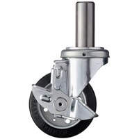 ハンマーキャスター ハンマー 差込み式 旋回式ゴム車輪(ローラーベアリング)100mm ストッパー付