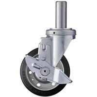 ハンマーキャスター ハンマー 差込み式 旋回式ゴム車輪(ローラーベアリング)125mm ストッパー付