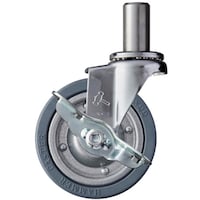 ハンマーキャスター ハンマー 差込み旋回式ゴム車輪(スチールホイール)100mm ストッパー付