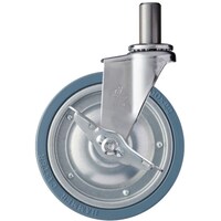 ハンマーキャスター ハンマー 差込み旋回式ゴム車輪(スチールホイール)150mm ストッパー付