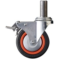 ハンマーキャスター ハンマー 差込み旋回式ゴム車輪(ナイロンホイール・ベアリング)100mm トータルロック