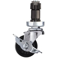 ハンマーキャスター ハンマー パイプ差込み旋回式ゴム車輪 50mm φ32用 ストッパー付