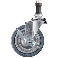 ハンマーキャスター ハンマー パイプ差込み旋回式ゴム車輪(スチールホイル)100mm φ25用 ストッパー付