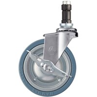 ハンマーキャスター ハンマー パイプ差込み旋回式ゴム車輪(スチールホイル)125mm φ25用 ストッパー付