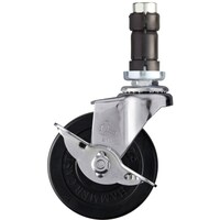 ハンマーキャスター ハンマー パイプ差込み旋回式ゴム車輪 75mm φ25用 ストッパー付