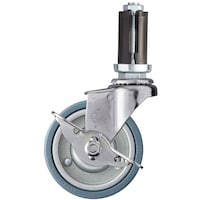 ハンマーキャスター ハンマー パイプ差込み旋回式ゴム車輪(スチールホイル)75mm φ22ー24用 ストッパー付