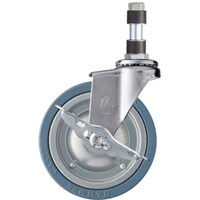 ハンマーキャスター ハンマー パイプ差込み旋回式ゴム車輪(スチールホイル)125mm φ19用 ストッパー付