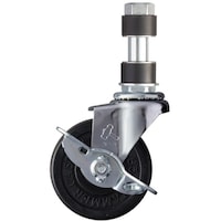 ハンマーキャスター ハンマー パイプ差込み旋回式ゴム車輪 65mm φ22用 ストッパー付