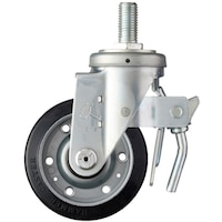ハンマーキャスター ハンマー ねじ込み旋回式ゴム車輪(ローラーベアリング)125mm トータルロック