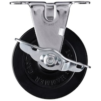 ハンマーキャスター ハンマー Eシリーズ固定式ゴム車輪(ローラーベアリング)100mm ストッパー付