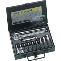 ミトロイ(水戸工機) ミトロイ 3/8ヘックスソケットパワータイプメタルケースセット 9コマ13点