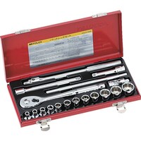 ミトロイ(水戸工機) ミトロイ 3/8 ソケットレンチセットメタルケースセットmm 12コマ19点