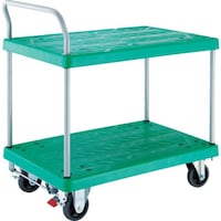 トラスコ中山 TRUSCO 樹脂台車 グランカート 2段片袖 900X605 ストッパー付 TP904S 1台