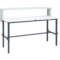 トラスコ中山 TRUSCO 軽荷重作業台高さ調節式(150kg)AEM型 1800X750XH954ー1254(全高) 上棚付 ダークグレー色 AEM1800YURBDG 1台