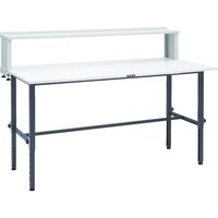 トラスコ中山 TRUSCO 軽荷重作業台高さ調節式(150kg)AEM型 1800X900XH954ー1254(全高) 上棚付 ダークグレー色 AEM1809YURBDG 1台