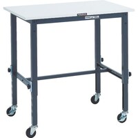 トラスコ中山 TRUSCO 軽荷重作業台高さ調節式(80kg)AEM型 900X600XH718ー1018 φ75キャスター付 ダークグレー色 RAEM0960C75DG 1台