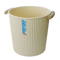 八幡化成 ゴミ箱 5L フタなし ウェイビー くず入れ 丸型 アイボリー ※4個以上から注文可能(販売価格は1個単位の価格)