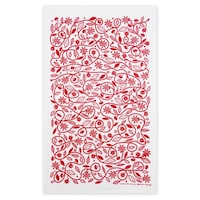 キッチンクロス 綿 北欧 アイビー レッド ※3個以上から注文可能(販売価格は1個単位の価格)