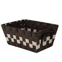 ちどり産業 収納ボックス テープバスケット 小 浅型 約 幅31×奥行23×高さ13.5cm ダークブラウン ※3個以上から注文可能(販売価格は1個単位の価格)