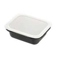 リッチェル ザル&ボウル3点セット M 角型 蓋付き 電子レンジ対応 食洗機対応 つみ重ねザルバット 日本製 ダークグレー ※3個以上から注文可能(販売価格は1個単位の価格)