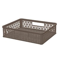 サンコープラスチック バスケット A4サイズ 幅31.7×奥行24.9×高さ7.6cm eラック 収納 収納バスケット ブラウン ※6個以上から注文可能(販売価格は1個単位の価格)