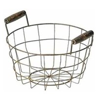 ちどり産業 ワイヤーバスケット アンティーク風 約 幅16×奥行16×高さ8cm 丸型 持ち手付き ※3個以上から注文可能(販売価格は1個単位の価格)