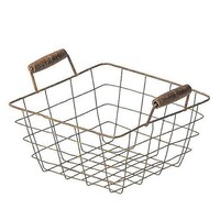 ちどり産業 ワイヤーバスケット アンティーク風 約 幅16×奥行16×高さ9cm 角型 持ち手付き ※3個以上から注文可能(販売価格は1個単位の価格)