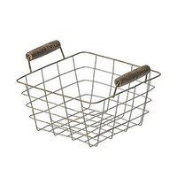 ちどり産業 ワイヤーバスケット アンティーク風 約 幅18×奥行18×高さ10cm 角型 持ち手付き ※3個以上から注文可能(販売価格は1個単位の価格)