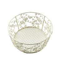 ちどり産業 バスケット 丸型 約 直径14×高さ6cm 小物入れ ラッピング ホワイト ※6個以上から注文可能(販売価格は1個単位の価格)