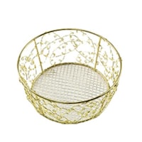 ちどり産業 バスケット 丸型 約 直径14×高さ6cm 小物入れ ラッピング ゴールド ※6個以上から注文可能(販売価格は1個単位の価格)