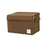 東洋ケース 収納ボックス ストレリアナチュレ M 幅33×奥行22×高さ22cm 蓋付き 布 折りたたみ ブラウン ※2個以上から注文可能(販売価格は1個単位の価格)
